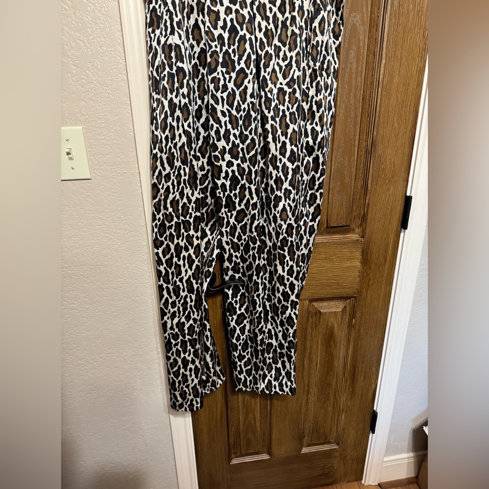 Cache Black and White Animal Print Wide Leg Pants